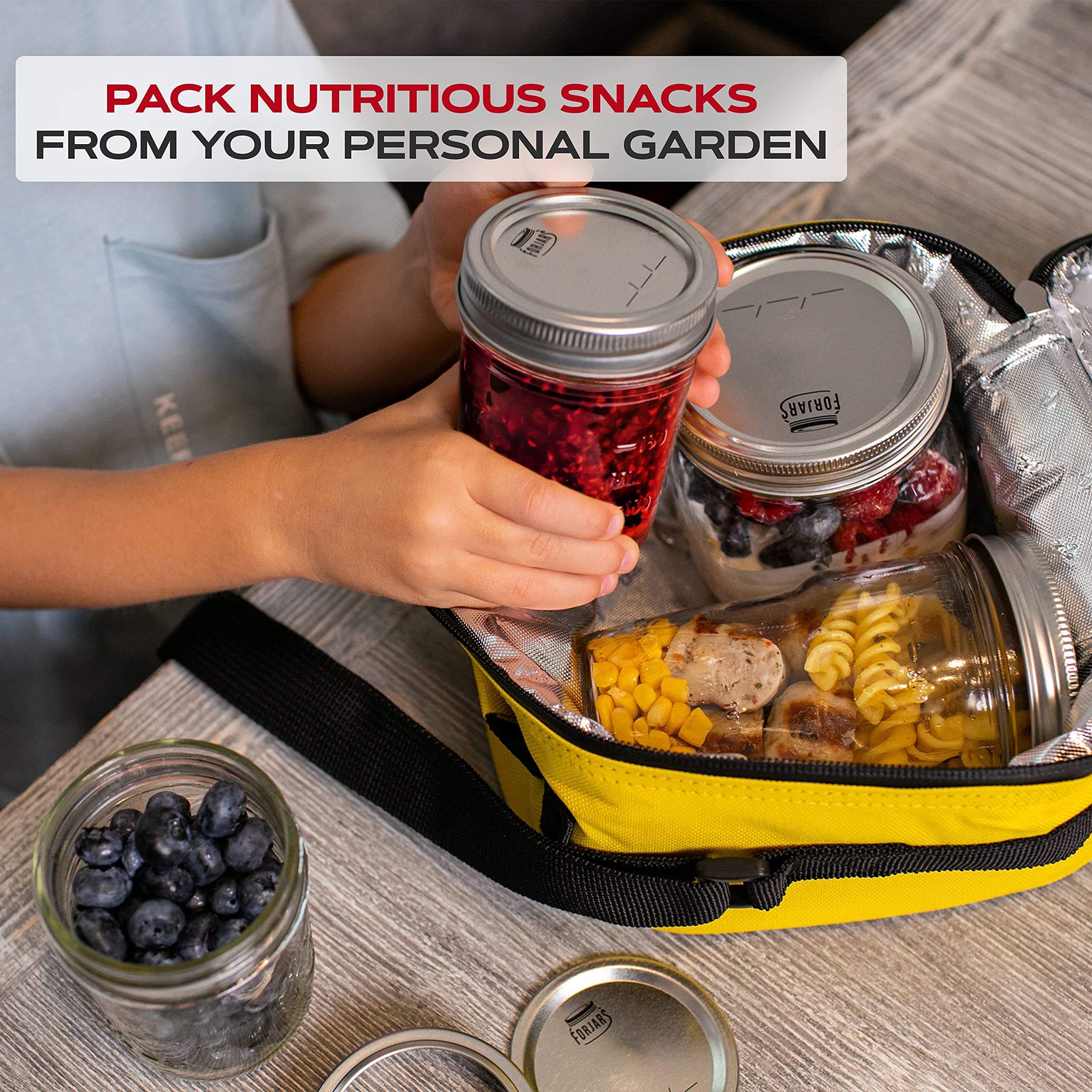 FORJARS Canning Lids and Rings Regular Mouth – 24Pcs/12Sets - Airtight Seals on Mason Jars to Preserve Food for Meal Prep - 2.7 In. Stainless Steel and Bands with Silicone Seals – Canning Supplies