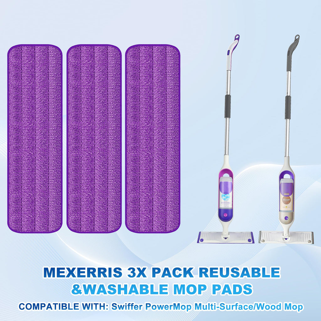 MEXERRIS Spray Mops for Floor Cleaning - Wet Dry Kitchen Floor Cleaning Mop with 2 Refillable Bottle 360°Rotatable Hardwood Mop for Laminate Wood Tiles 3 Microfiber Reusable Pads and 1 Scrubber