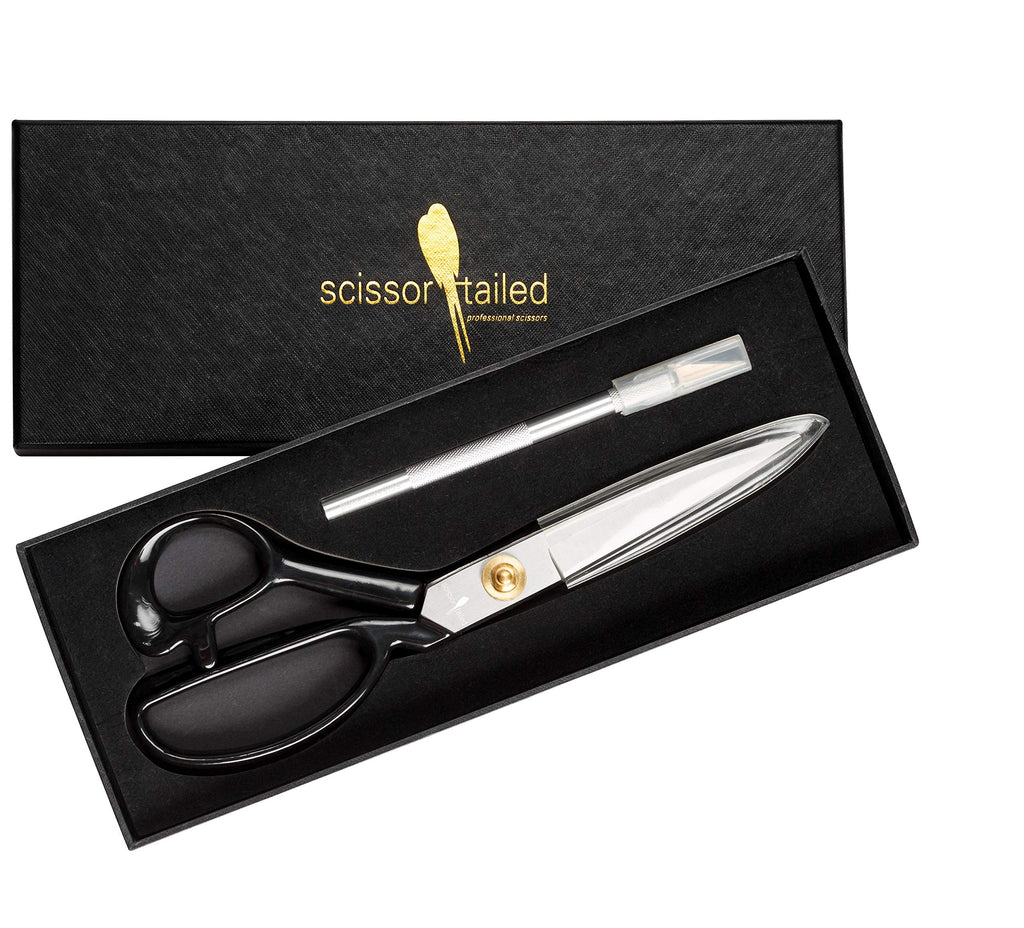 Sewing Scissors Ultra Sharp + Free Craft Knife - 9" Heavy Duty Professional Shears - All Purpose Scissors: Office & Crafts, Perfect for Seamstress, Tailors, Dressmakers, Students, Artists