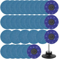 Mixiflor 36 Grit Sanding Discs, 3 inch Roll Lock Quick Change Discs, 30Pcs Grinding Discs with 1/4'' Holder for Die Grinder Surface Prep Strip Grind Polish Finish Burr Rust Paint Removal
