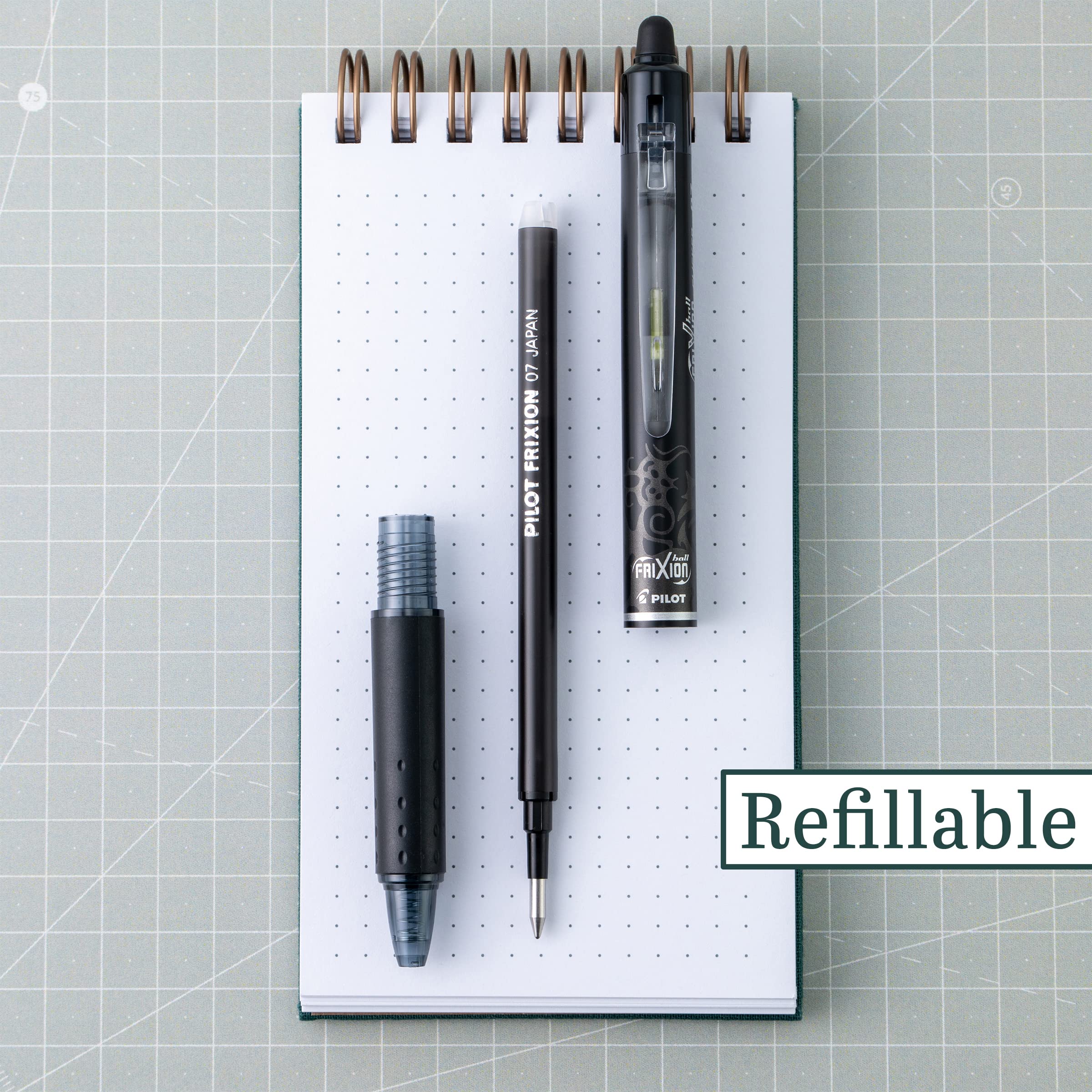 Pilot Pen FriXion Gel Ink Refills for Erasable Pens, Fine Point, Black Ink, 12-Pack