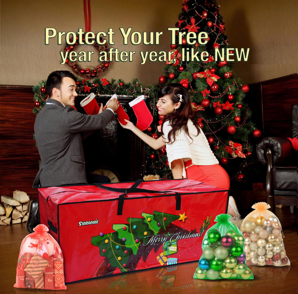 Storhomie Christmas Tree Storage Bag 7.5FT, Heavy-Duty Christmas Tree Bag,Extra-Thick Durable Waterproof Material,Christmas Tree Storage for Disassembling Artificial Tree with 3 Organizer Pouches