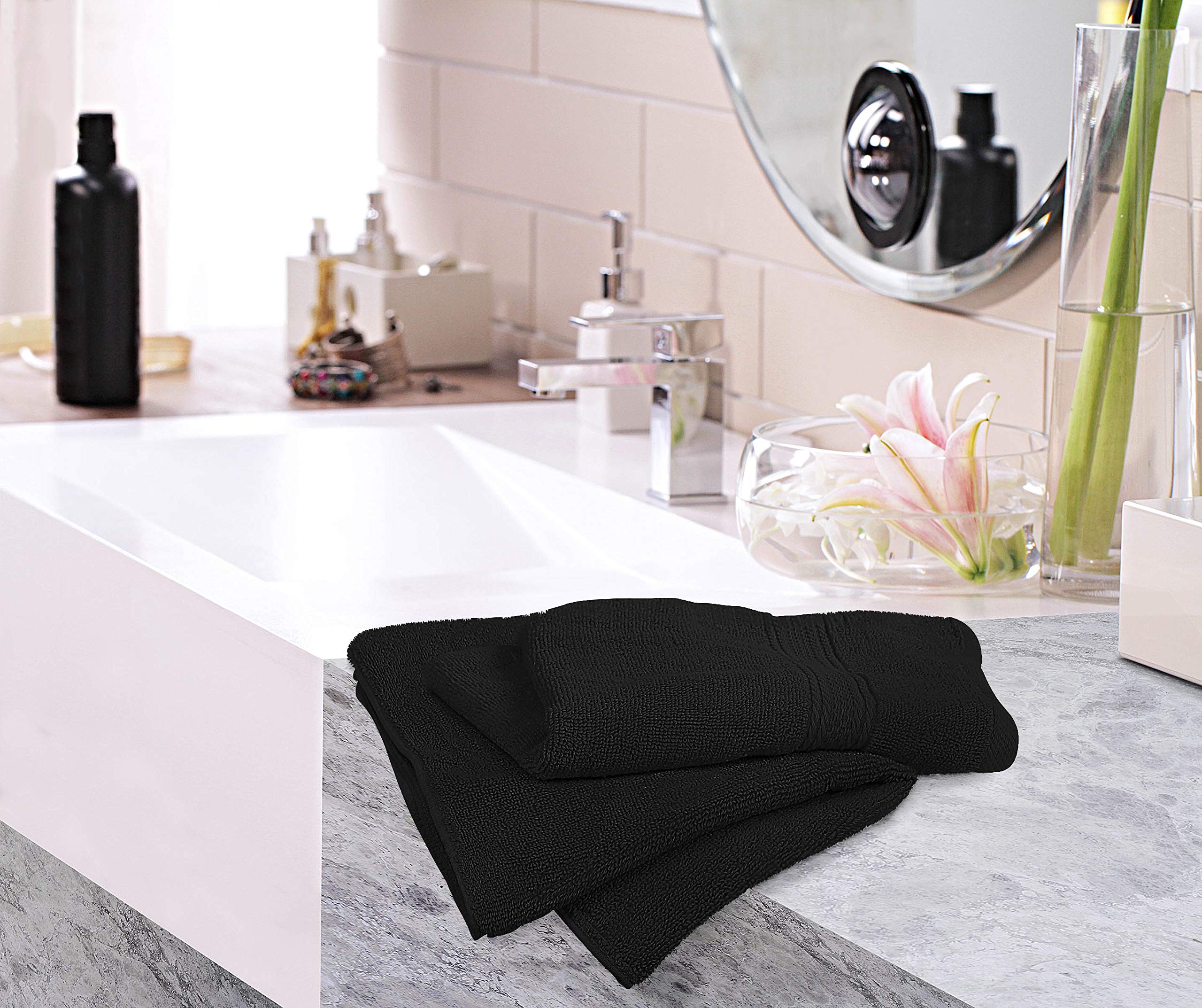 Utopia Towels Premium Black Hand Towels - 100% Combed Ring Spun Cotton, Ultra Soft and Highly Absorbent, 600 GSM Extra Large Hand Towels 16 x 28 inches, Hotel & Spa Quality Hand Towels (6-Pack)