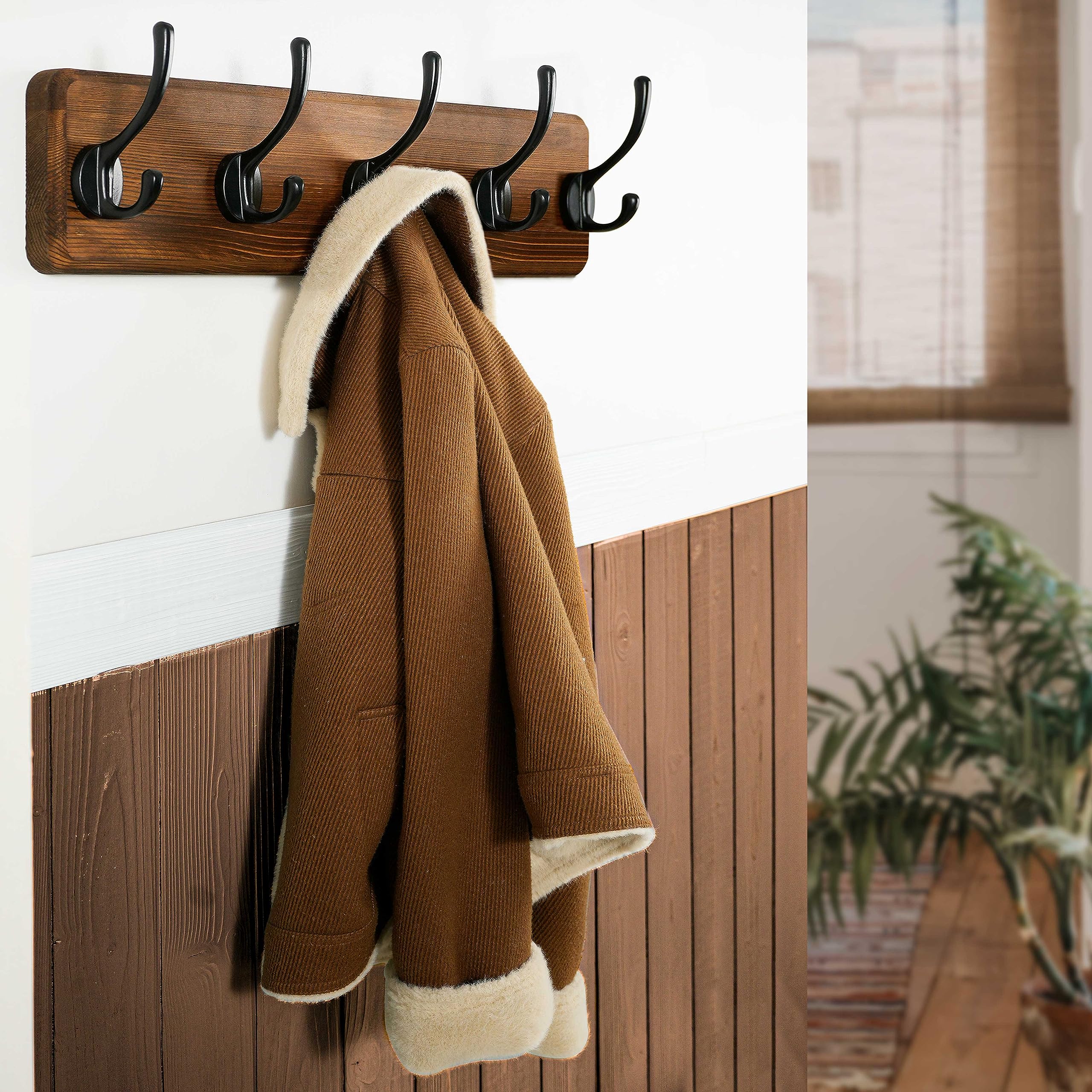 WEBI Coat Rack Wall Mount,Coat Hooks Wall Mounted,16’’ Hole to Hole,Coat Hanger Wall,Hook Rack Rail,5 Hooks for Hanging Coats,Hats,Jacket,Clothes