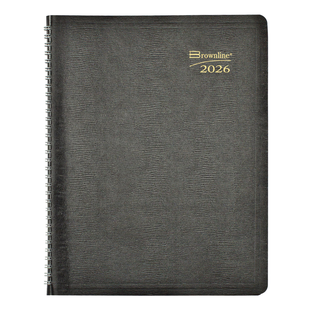 Brownline® 2026 Essential Monthly Planner, 14 Months, December 2025 to January 2027, Twin-Wire Binding, 11" x 8.5", Black (CB1262.BLK-26)
