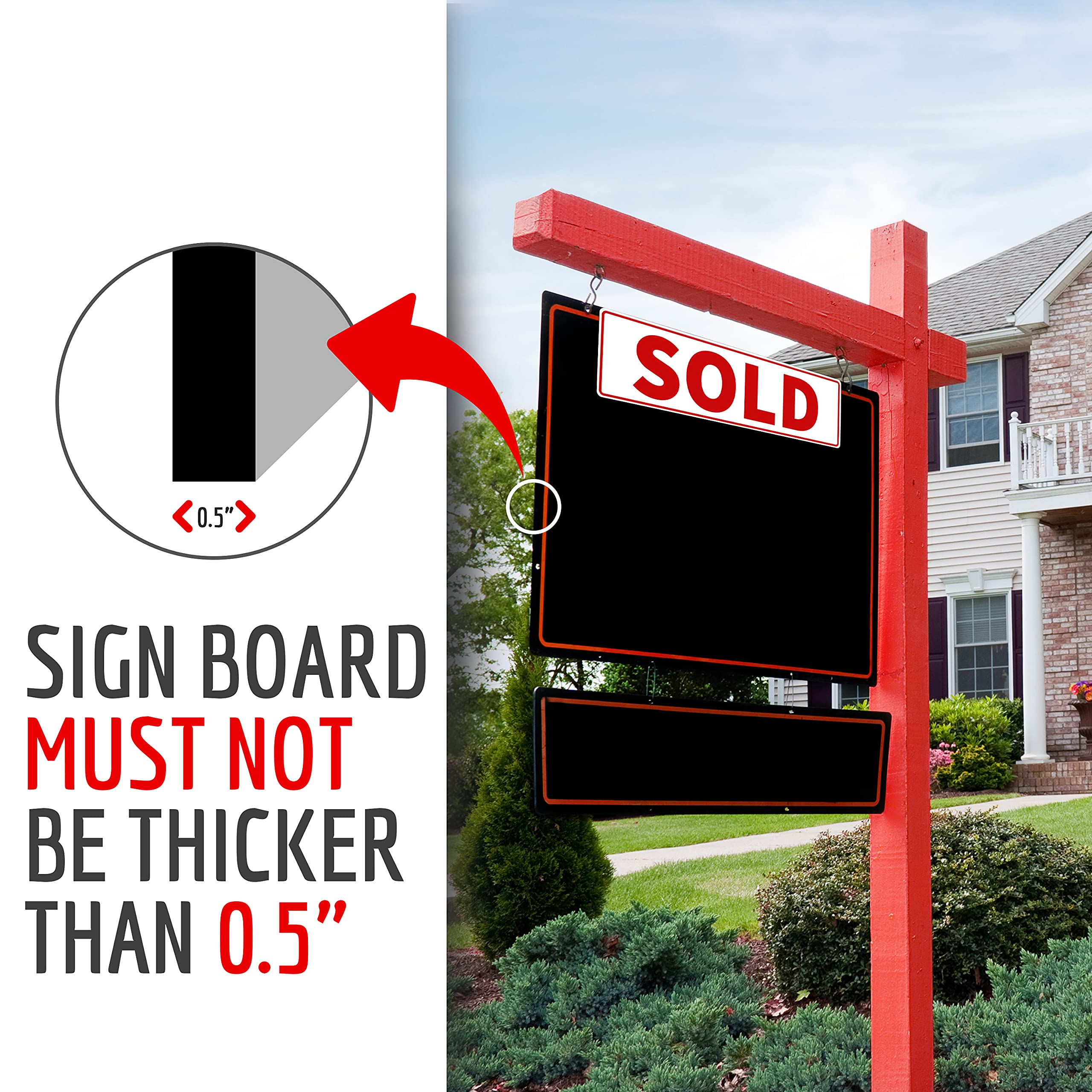 1PC - Sold Real Estate Sign Riders Sleeves, 17" x 5"- Double Sided - PVC Plastic - Sold Sign