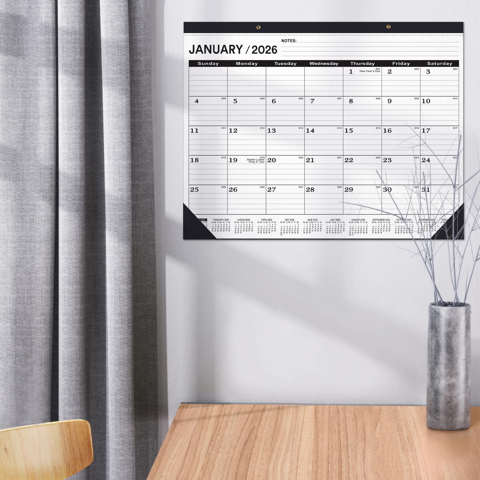 Desk Calendar 2026 (January 2026 to June 2027),Desk Calendar 2026 large 22 x17,Desk Calendar 2026-2027 large 22 x17,2026 Desk Calendar Canada Classic Black