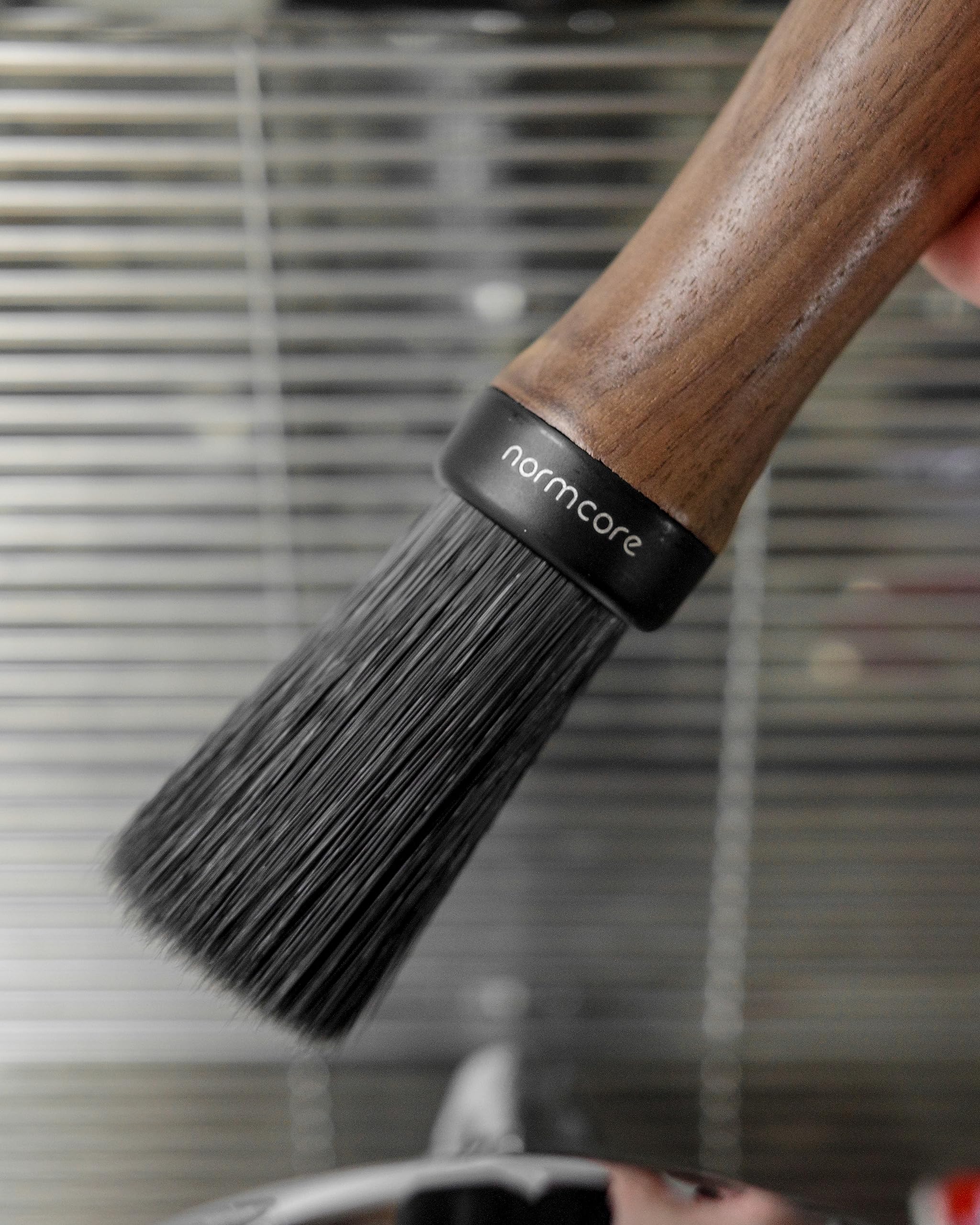 Normcore Barista Brush - Genuine American Walnut Wood Handle Espresso Cleaner - Coffee Bar and Grinder Cleaning Tool