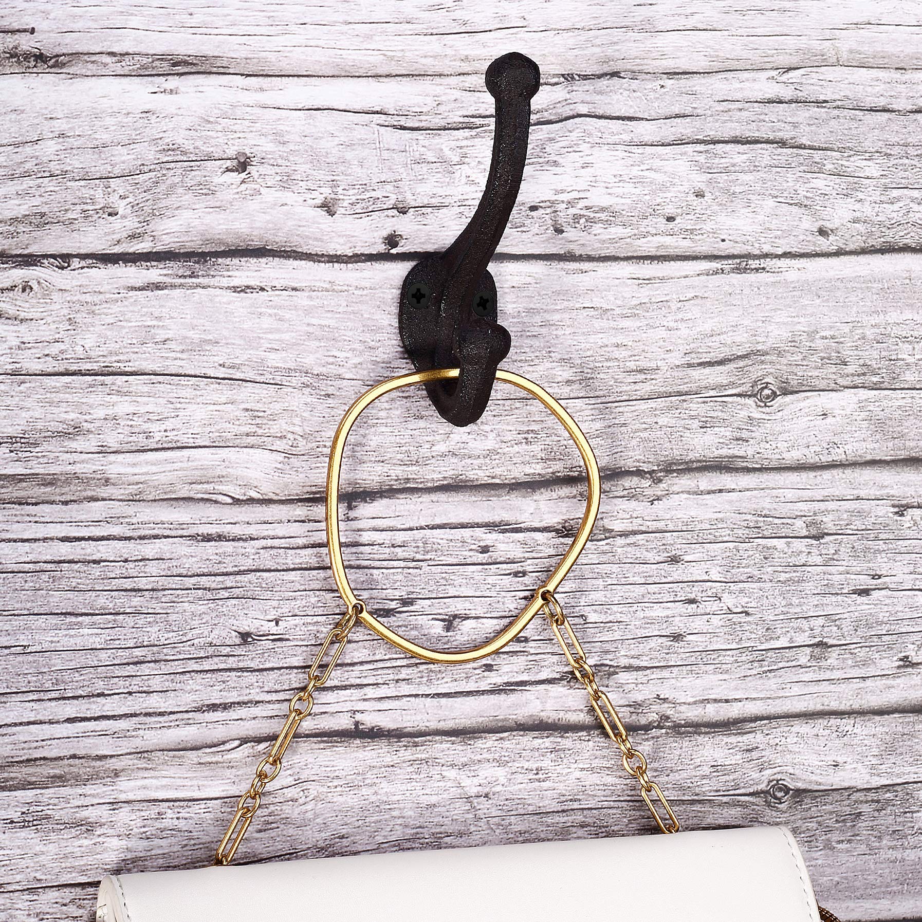 Ambipolar Decorative Rustic Cast Iron, Wall Mounted Coat Hooks (Set of 5) Vintage Inspired, Modern Farmhouse, Coats, Bags, Hats, Towels (Antique Black)
