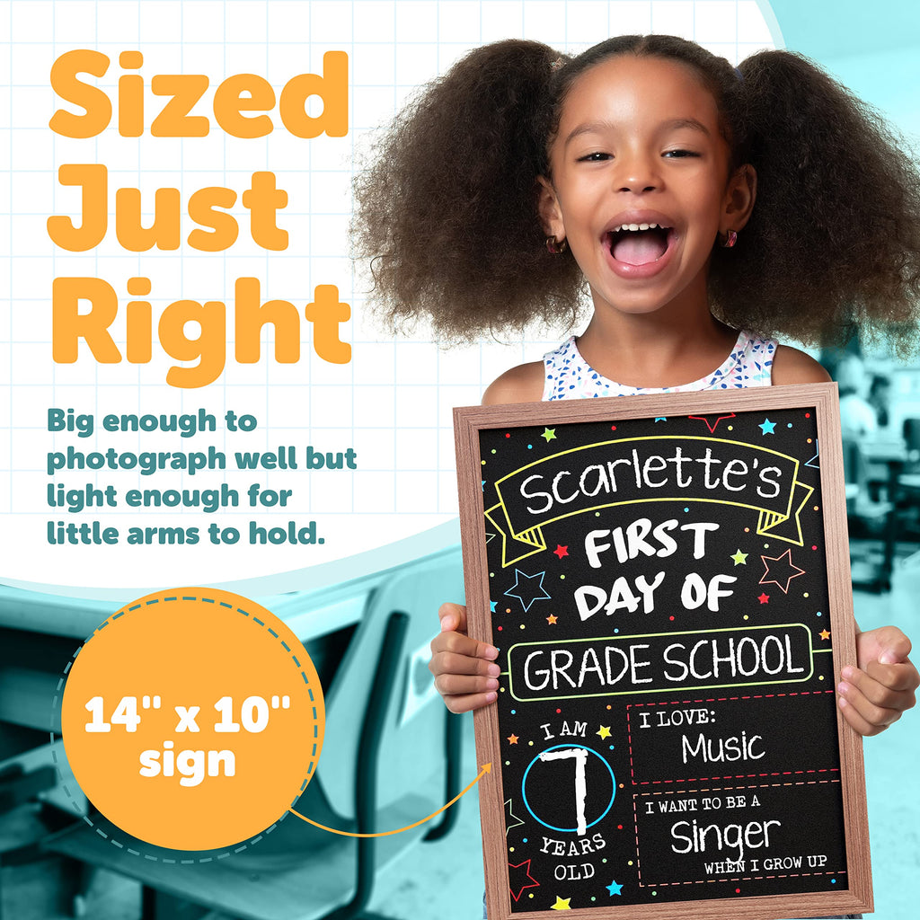 First Day Last Day of School Chalkboard Double Sided Sign with Frame - 14" x 10"