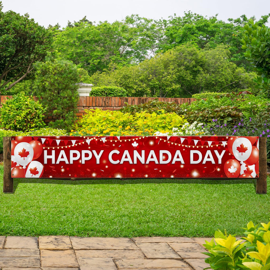 Louise Maelys Happy Canada Day Outdoor Banner 50x300cm 1st July Party Balloon Decorations Canadian Flag Large Patriotic Garden Porch Porch Wall Decor