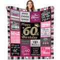 Shellspace 60th Birthday Gifts for Women, 1966 Happy Birthday Decorations for Women, 60 Year Old Unique Birthday Gift Ideas for Her Friend Mom Sister Grandma Wife, Soft Throw Blanket 60"X50"