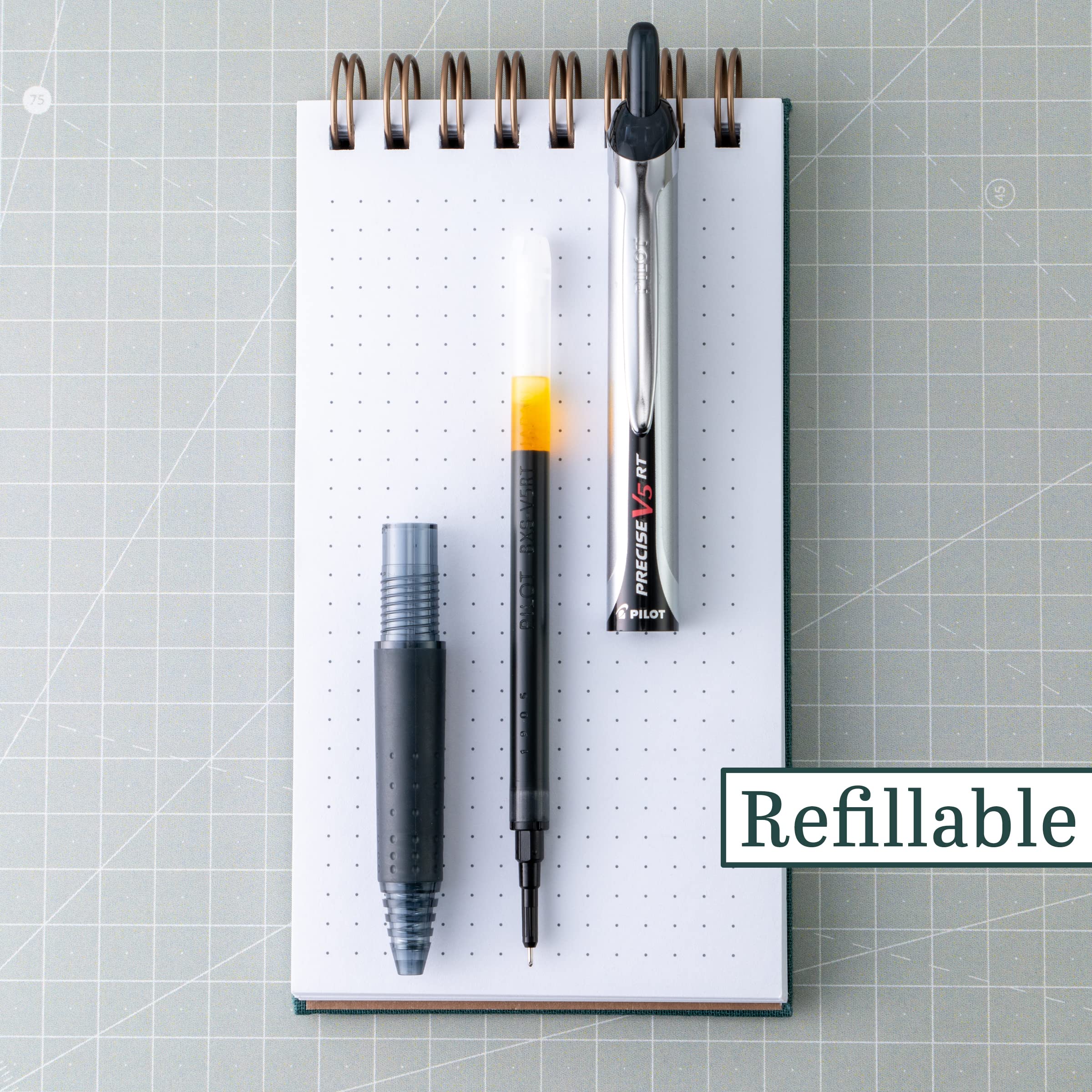 Pilot Precise V5 RT Retractable Rolling Ball Pens, Extra Fine Point, 3 Black& 3 Blue, (6 Pens)