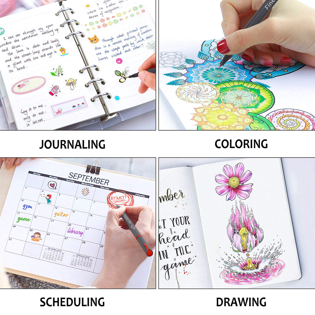 Lineon 40 Colors Journal Planner Pens, 40 Colors Fineliner Pens Perfect Set for Journal Planner Note Calendar Coloring Office School Art Supplies