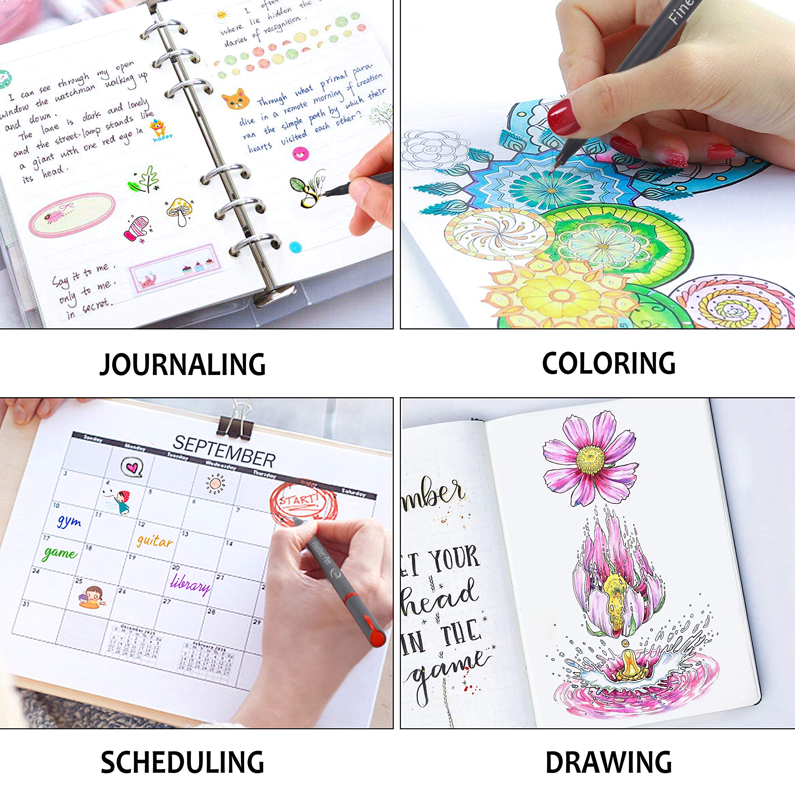 Lineon 40 Colors Journal Planner Pens, 40 Colors Fineliner Pens Perfect Set for Journal Planner Note Calendar Coloring Office School Art Supplies