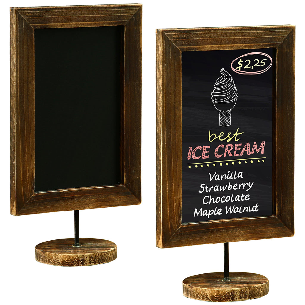 MyGift 12-Inch Burnt Wood Framed Memo Chalkboard Tabletop Cafe Menu & Message Board Sign Set of 2