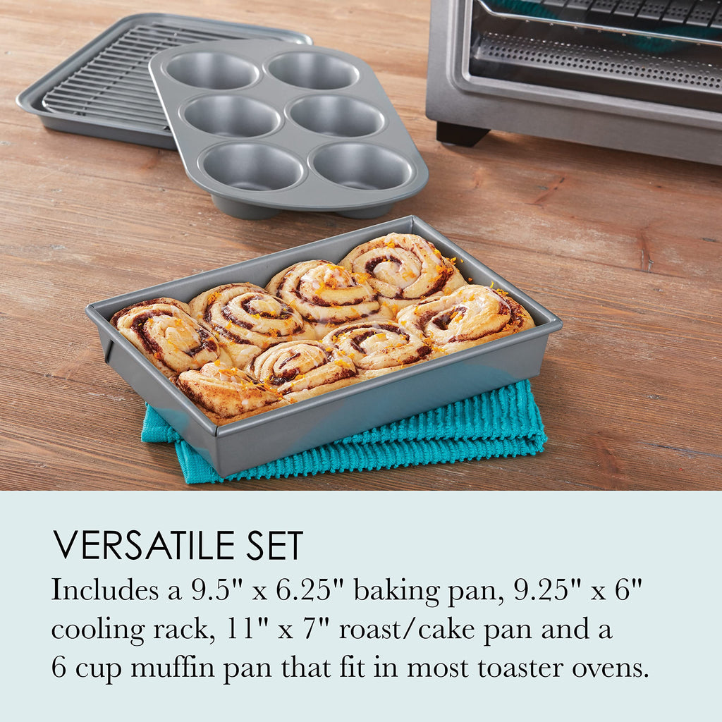 Chicago Metallic 8044 Non-Stick Toaster Oven Set, 4-Piece