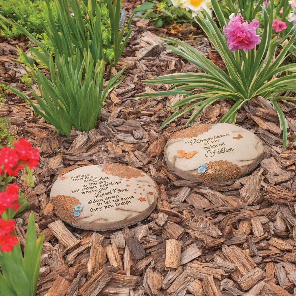 Light Your Way 19058 Memorial Garden Stone, 10", Stars in The Sky