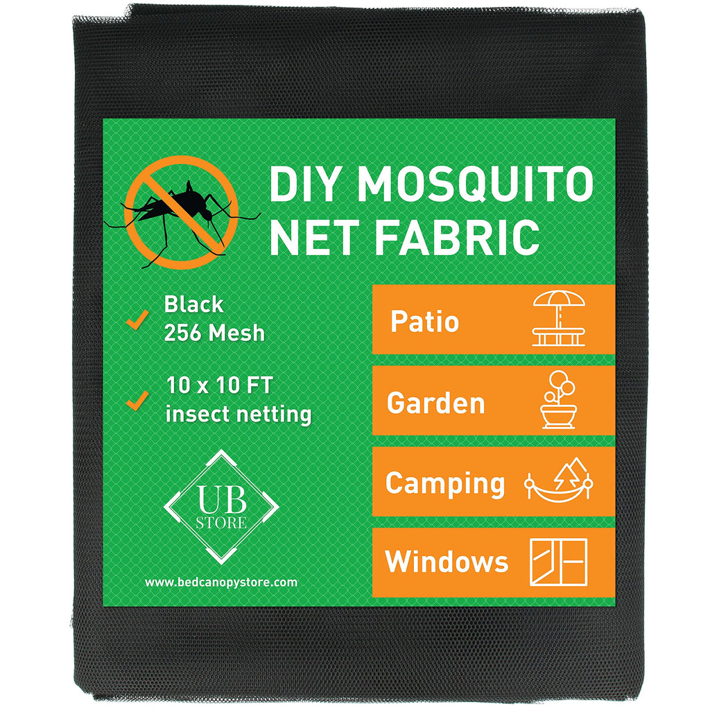 Black DIY Mosquito Net Fabric | 10x10 FT Netting | Insect Cover for Garden, Patio, Outdoor & Windows | Multiple Sizes in Black, White & Green | Mesh Screen Barrier