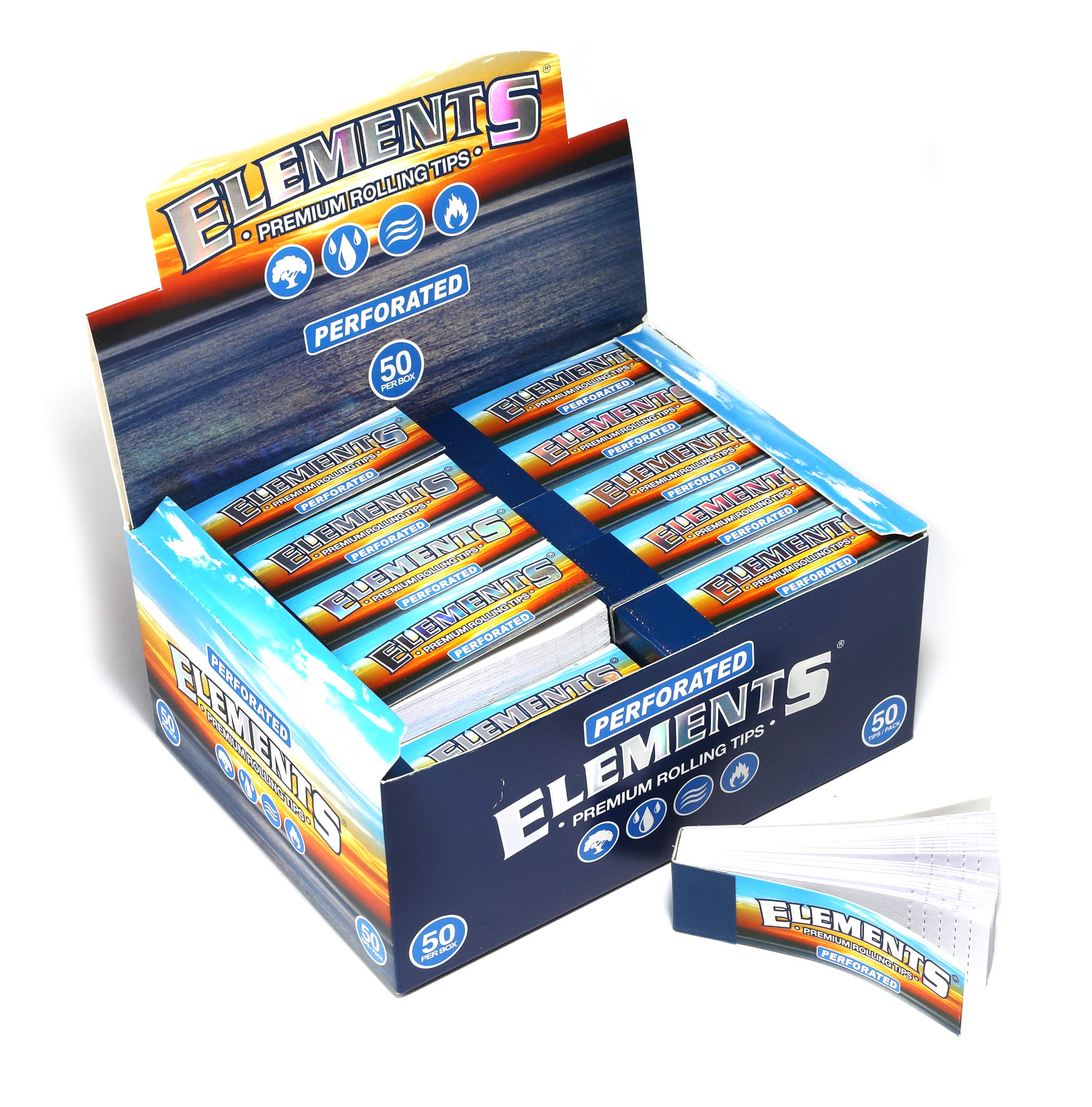 Elements Item 1 Box Tips Perforated Slim/Display=50 Books/BookLets/Filter Tips Box of Booklets 50 X 50 Filter Perforated