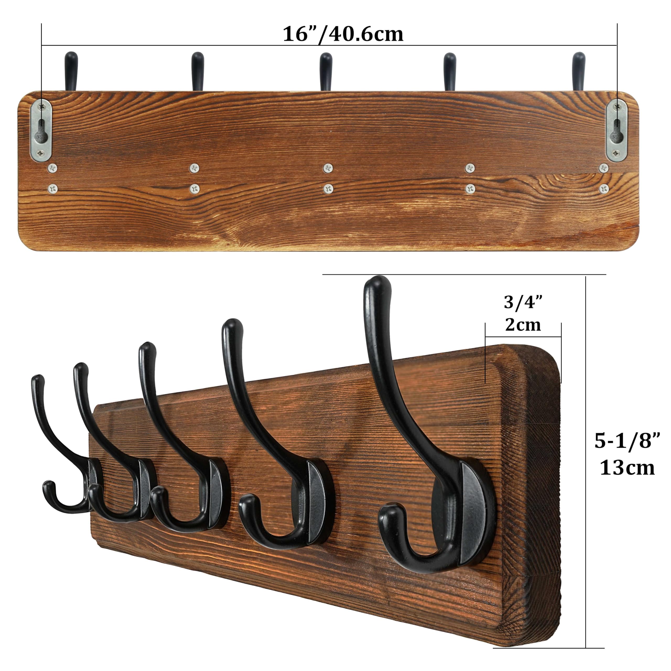 WEBI Coat Rack Wall Mount,Coat Hooks Wall Mounted,16’’ Hole to Hole,Coat Hanger Wall,Hook Rack Rail,5 Hooks for Hanging Coats,Hats,Jacket,Clothes