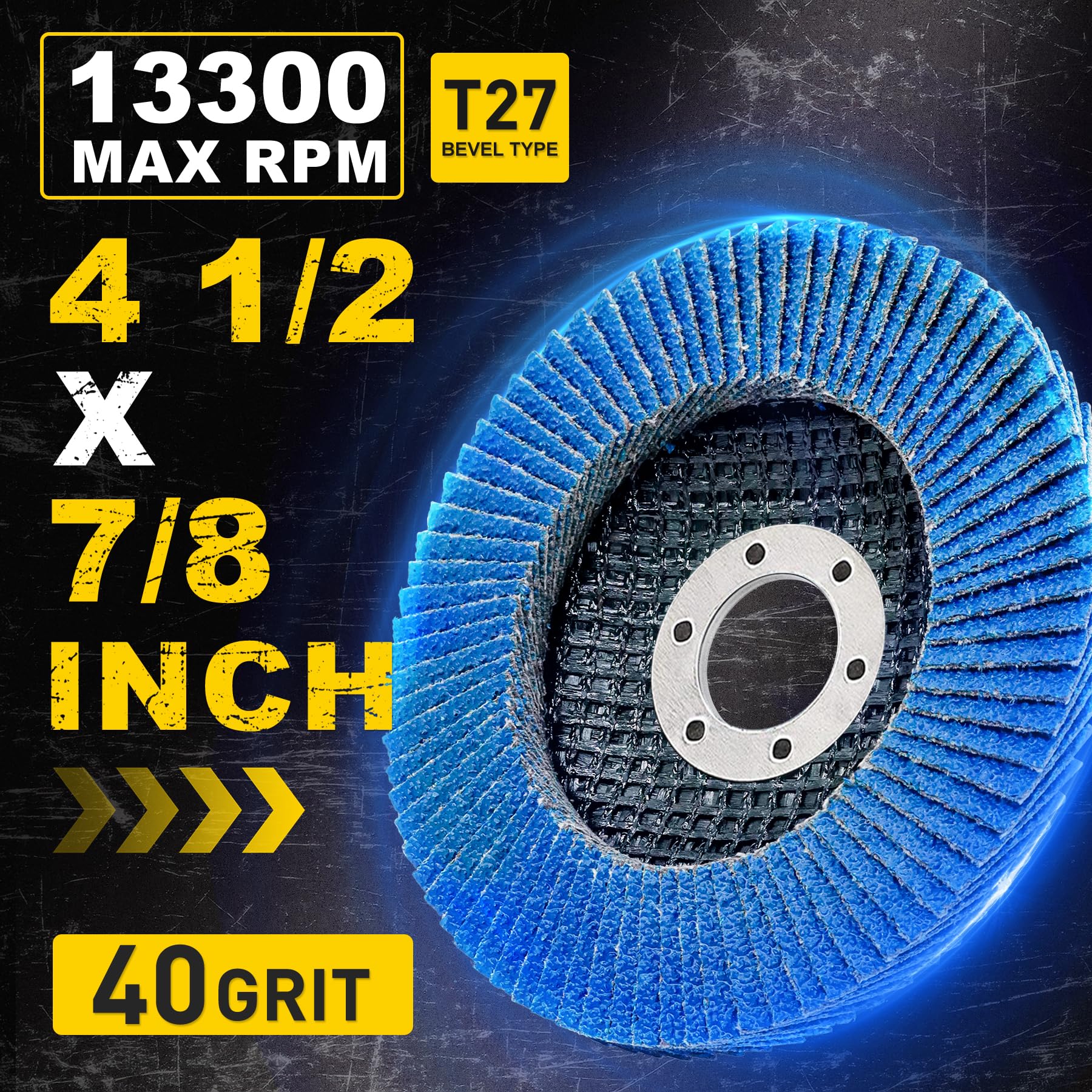 PRETEC Flap Discs 4 1/2 for Angle Grinder, 12 Pcs Flap Discs 40 Grit, 4.5" x 7/8" High Density Zirconia Type 27 Flap Sanding Disc for Grinding, Rust Removal, Sanding and Finishing - 12 Packs