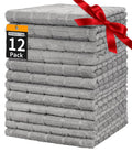 HOMERHYME Hand Towels, 12 Pack 25''*15'' Microfiber Bathroom Hand Towels, Grey All-Purpose Quick Dry Lint Free Soft Absorbent Bulk Checkered Washcloths Bath Towels for Travel Gym Hotel Kitchen Salon