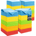 HOMERHYME Microfiber Cleaning Cloths, 100 Pack Cleaning Rags Towels Bulk Absorbent Lint-Free Washcloths, All-Purpose Washable Car Cloth Wipes for Detailing, Office, Household 11.5" x 11.5", Assorted