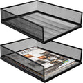 YOUEON 2 Pack Wire Mesh Letter Trays 12.8"x10"x2.9", Stackable Paper Tray Organizer for Desk, Metal Desk Magazine File Holder for Home, Office, School