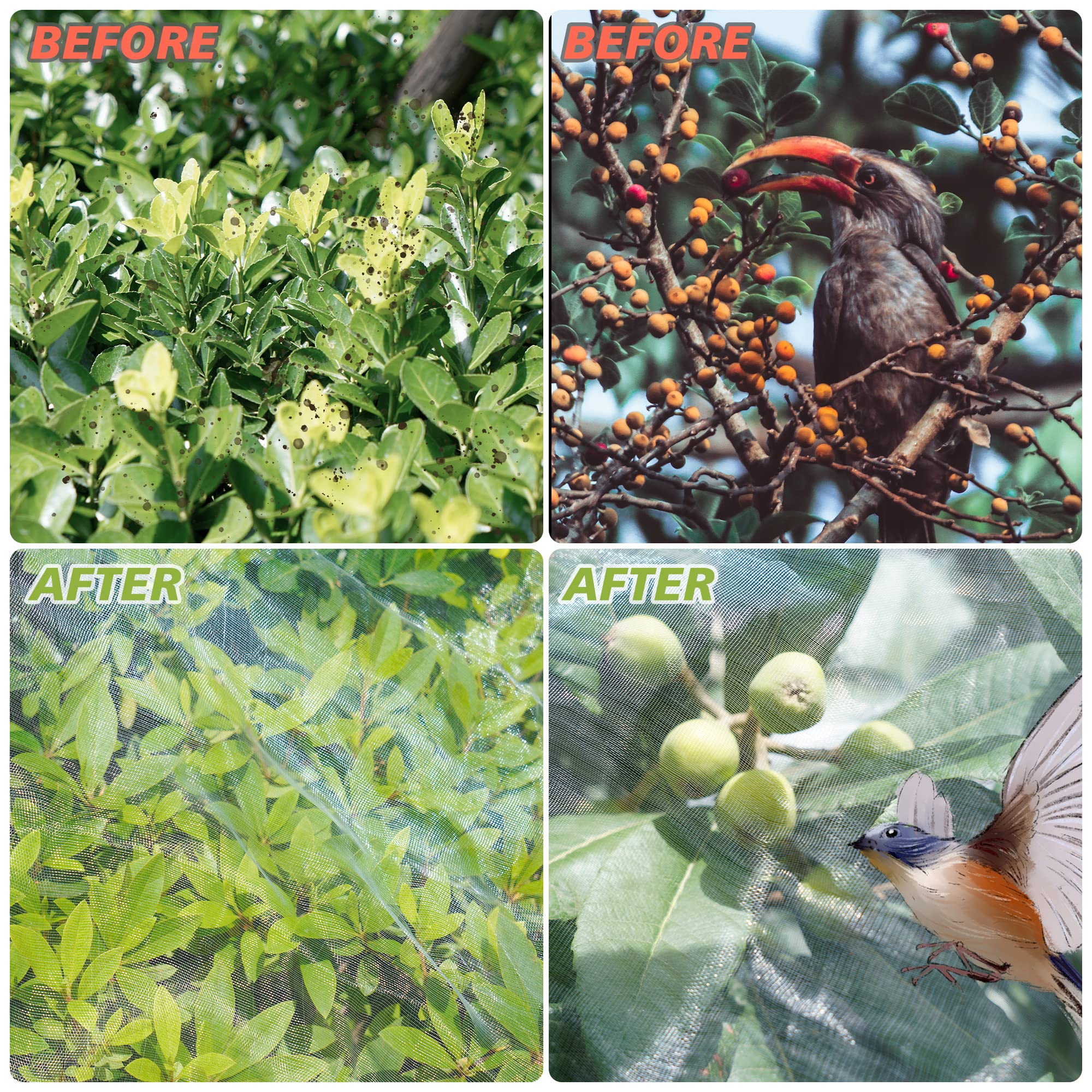 Garden Netting,8x33Ft Mosquito Insect Birds Animals Barrier Protection Net Ultra Fine Garden Mesh Netting Plant Covers for Vegetable Plants Fruits Flowers Trees Greenhouse Row Cover