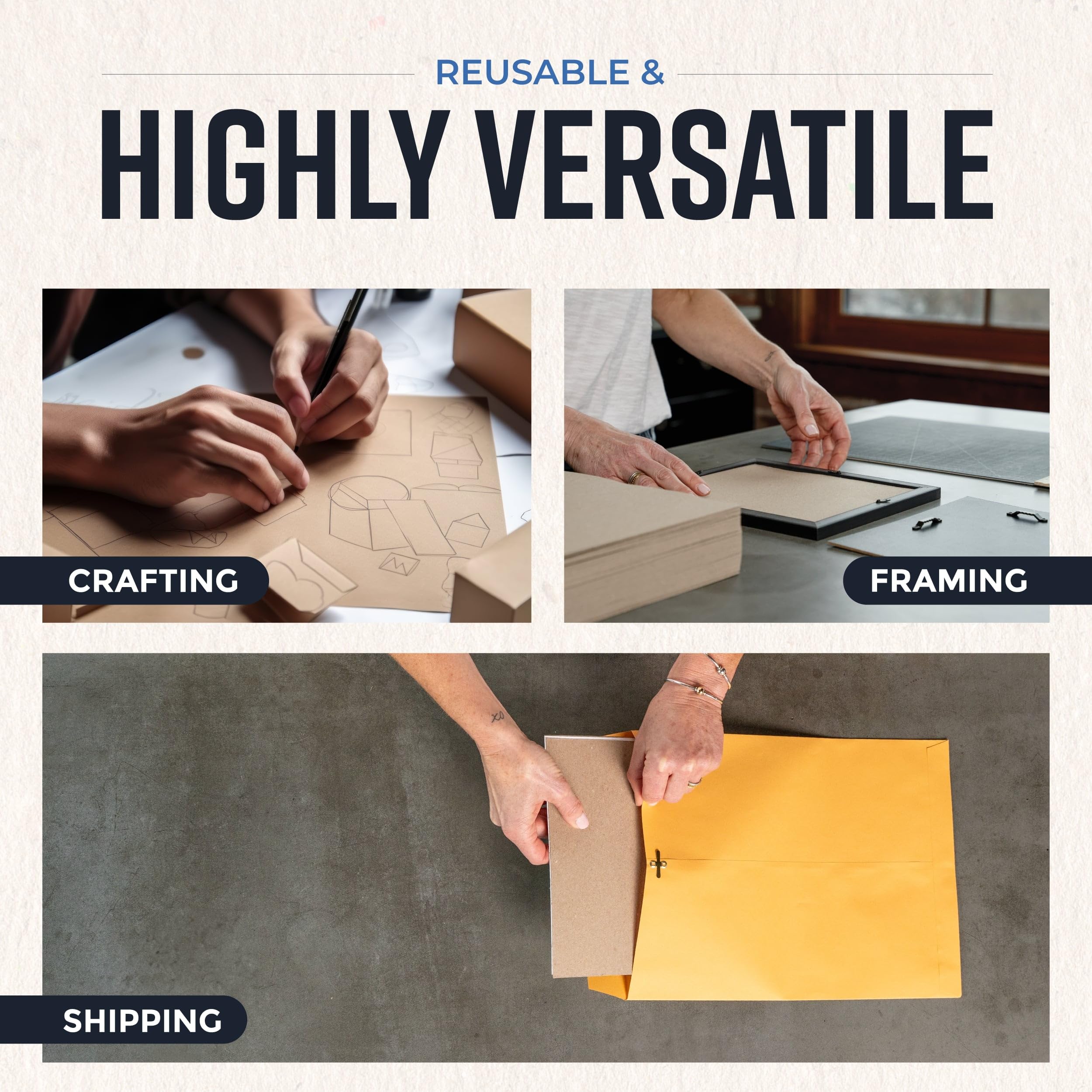 Bryco Goods 8.5" x 11" Chipboard Sheets (Pack of 100) 22 Point Chipboard - Made With 100% Recycled Material - Ideal For Framing Photos, Crafts, DIY - Thick And Durable, Keep Documents Safe In Shipping