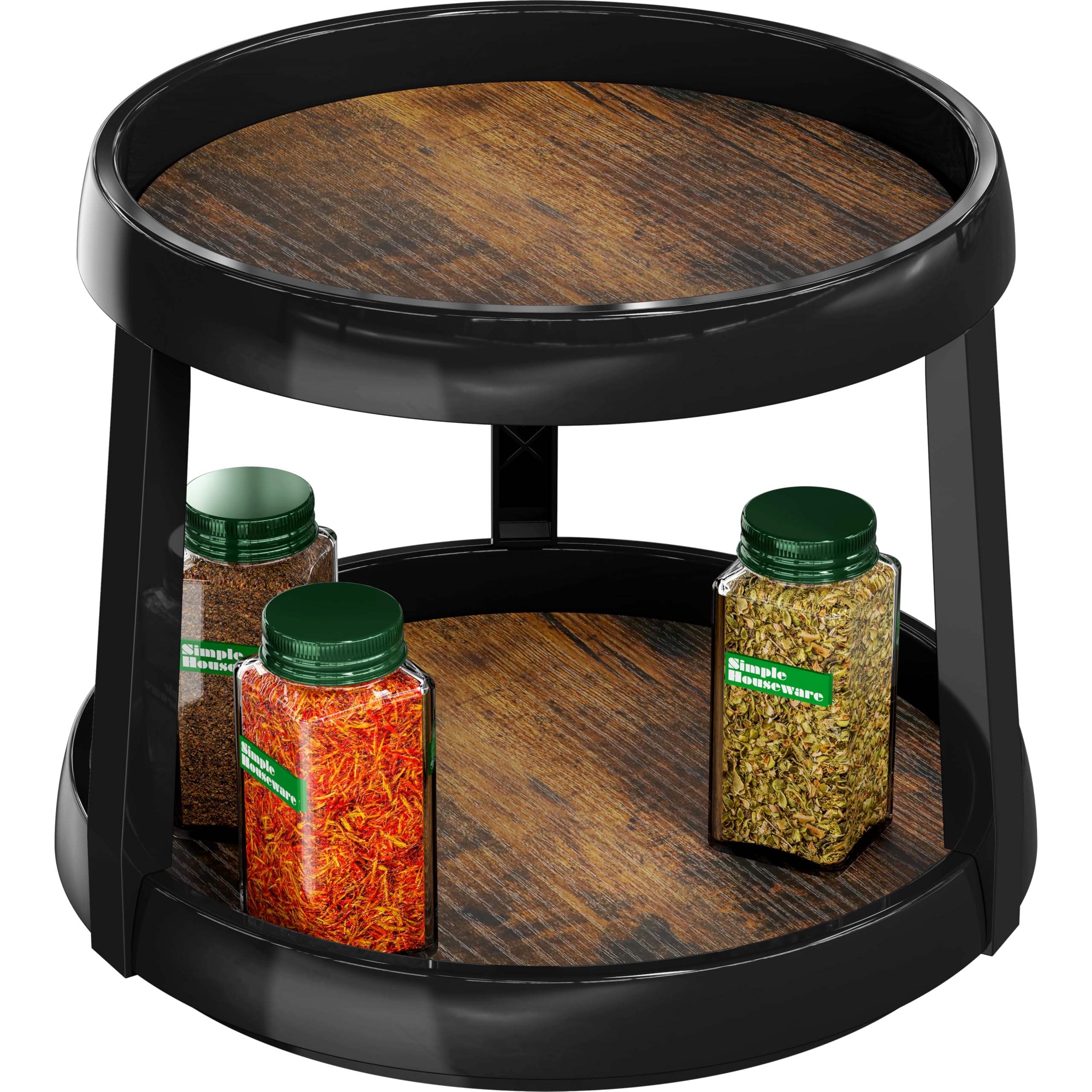 Simple Houseware 10-Inch 2 Tier Lazy Susan Turntable Multifunctional Organizer, Rustic Brown