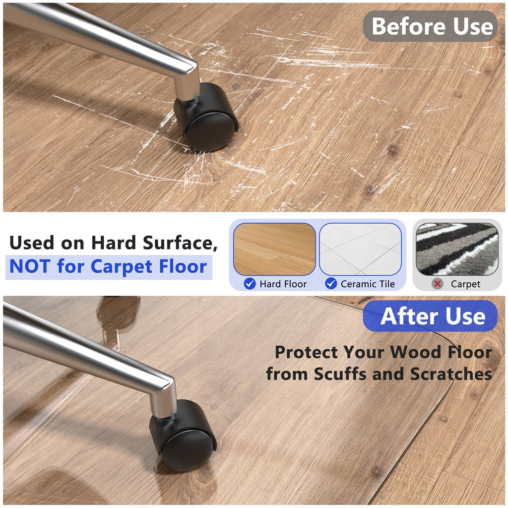 BesWin Office Chair Mat for Hardwood Floor - 36"x48" Clear PVC Desk Chair Mat - Heavy Duty Floor Protector for Home or Office - Easy Clean and Flat Without Curling
