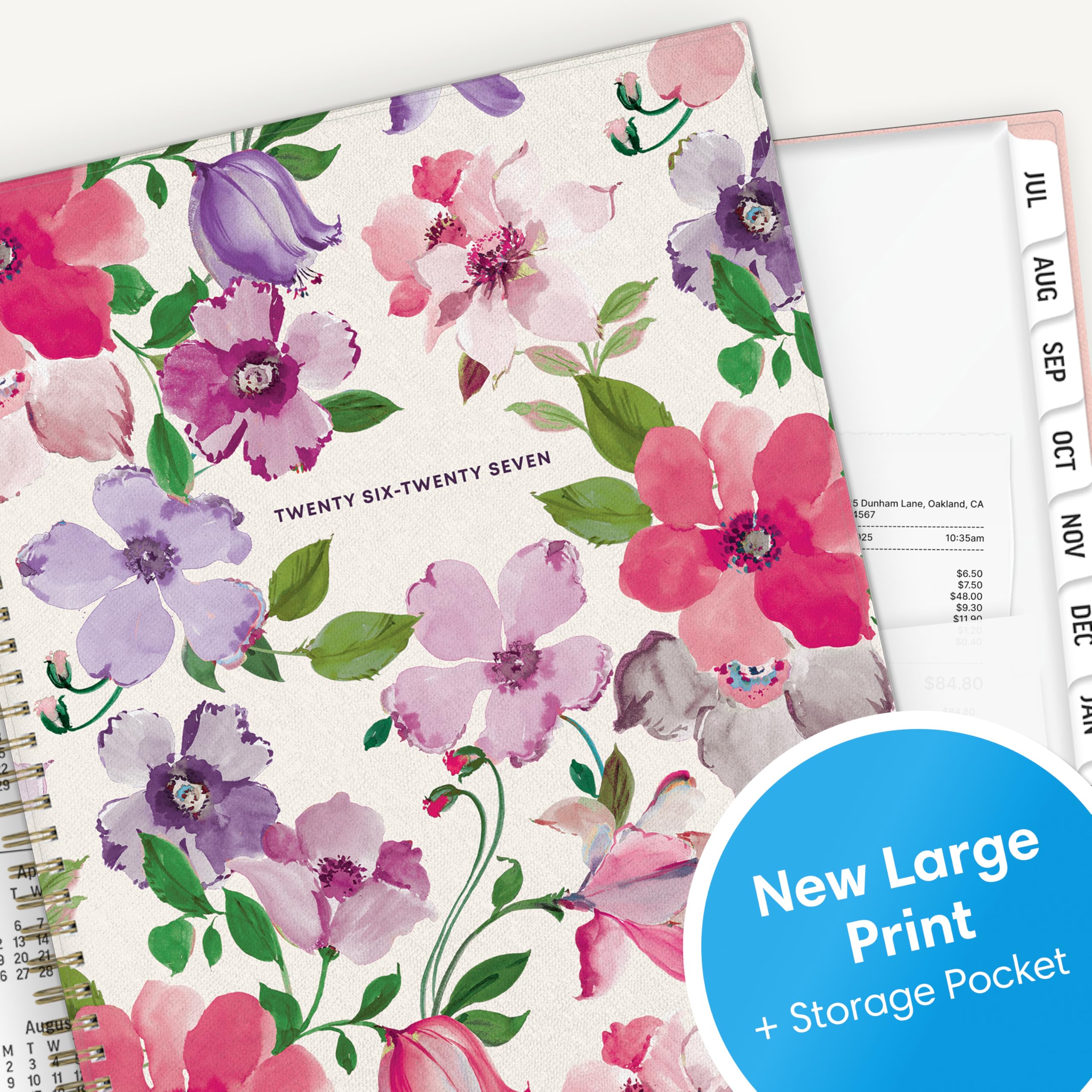 Blue Sky 2026-2027 Large Print Weekly and Monthly Academic Year Planner Calendar, July 2026 - June 2027, 8.5" x 11", Flexible Cover, Wirebound, Storage Pocket, Laminated Tabs, Charlotte
