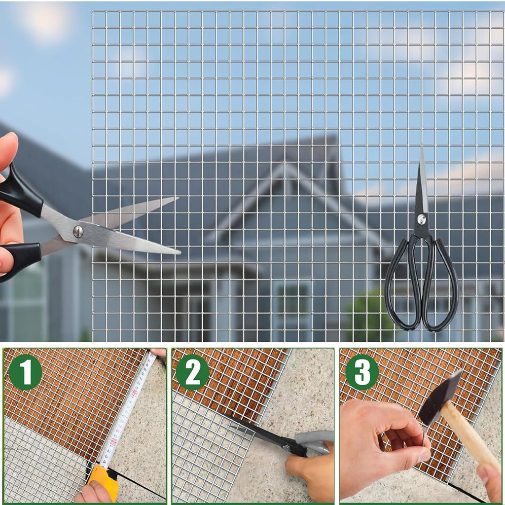 0.3*7m Hardware Cloth Wire Fence Roll Chicken Wire Mesh Stainless Steel Galvanized Garden Chicken Mesh Welded for Poultry Netting Cage Protection Plants Supports Hot Dipped Roll Fencing Rabbit Cages