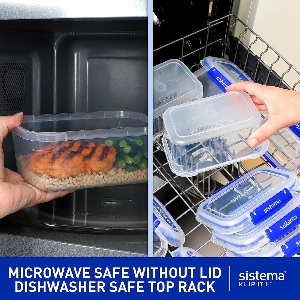 Sistema KLIP IT PLUS Food Storage Containers, Leak-Proof Seal, Airtight & Stackable Meal Prep Container Set with Lids, School Lunch Boxes & Snack Boxes, BPA-Free, 6 Count (3 x 1L, 2 x 400mL, 1 x 2.2L)
