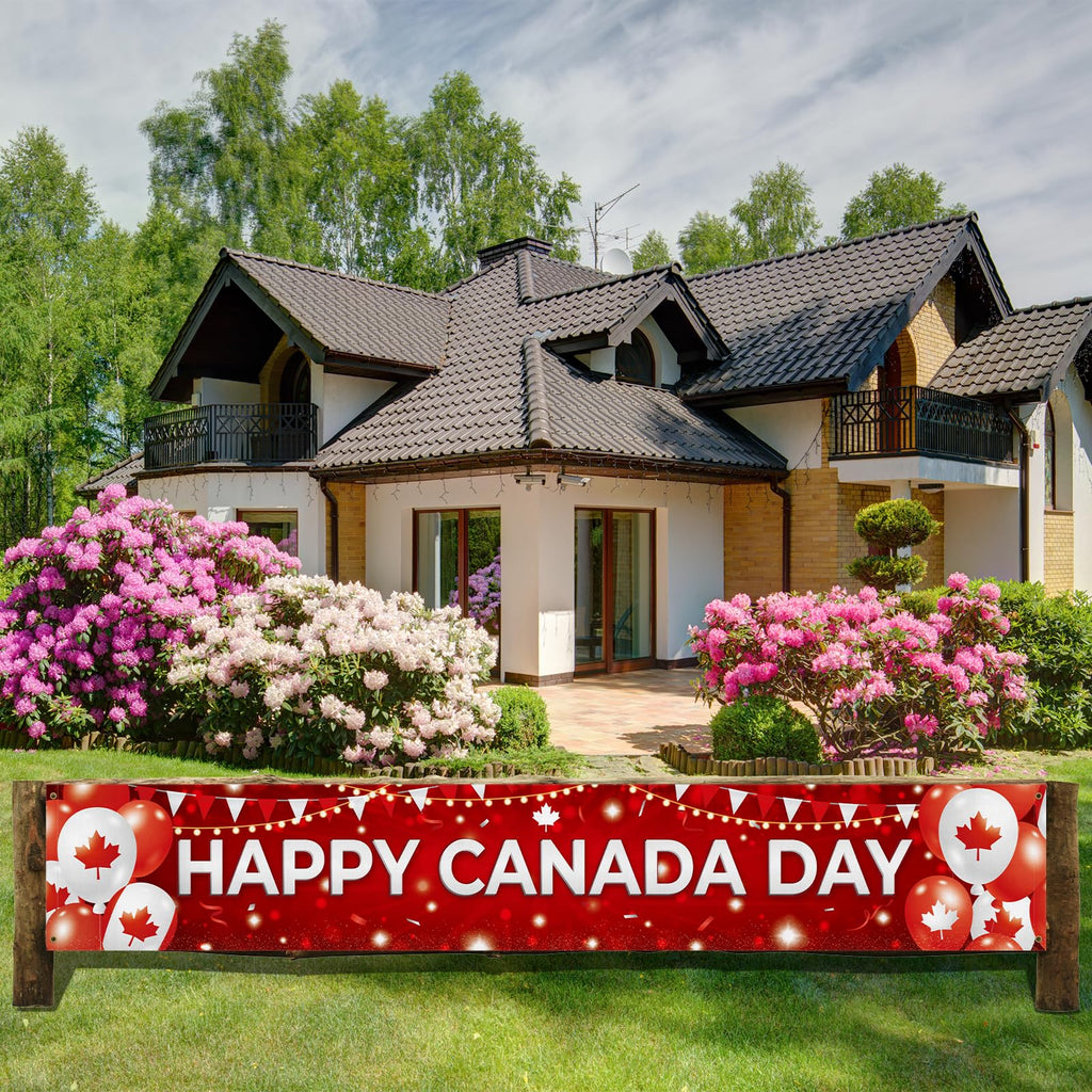 Louise Maelys Happy Canada Day Outdoor Banner 50x300cm 1st July Party Balloon Decorations Canadian Flag Large Patriotic Garden Porch Porch Wall Decor