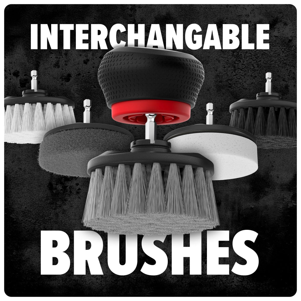 Dirt Devil Handheld Pommel Scrubber Cleaning Brush, 3.5" Medium Bristle Head Included, General Purpose Cleaning, Comfortable Grip, Interchangeable Brushes, AD80000, Black