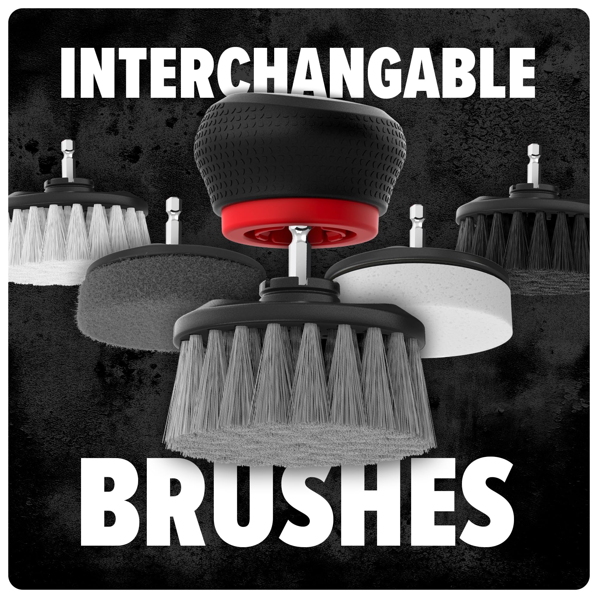 Dirt Devil Handheld Pommel Scrubber Cleaning Brush, 3.5" Medium Bristle Head Included, General Purpose Cleaning, Comfortable Grip, Interchangeable Brushes, AD80000, Black