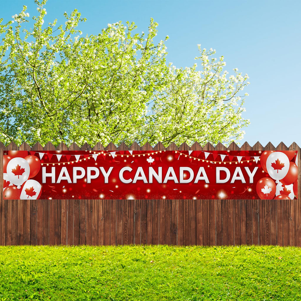 Louise Maelys Happy Canada Day Outdoor Banner 50x300cm 1st July Party Balloon Decorations Canadian Flag Large Patriotic Garden Porch Porch Wall Decor