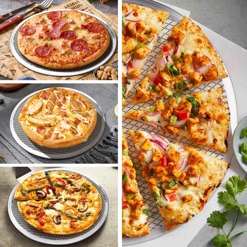 tchrules 3 Pcs Pizza Screen, 12 Inch Pizza Pan for Oven, Nonstick Pizza Tray for Oven, Dishwasher Safe & Microwave Safe (12 inch)