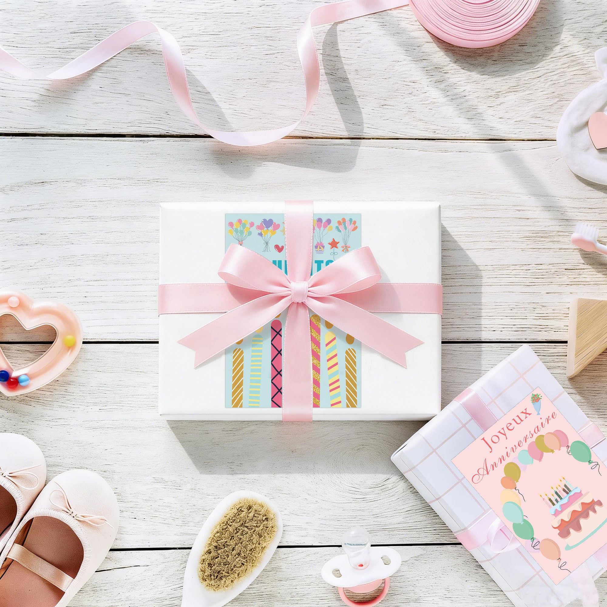French Birthday Cards with Envelopes 4x6 Inch Watercolor Birthday Thank You Cards 24 Pack Bulk Birthday Card Joyeux anniversaire Greeting Cards for Birthday Party Holiday Baby Shower, Christmas