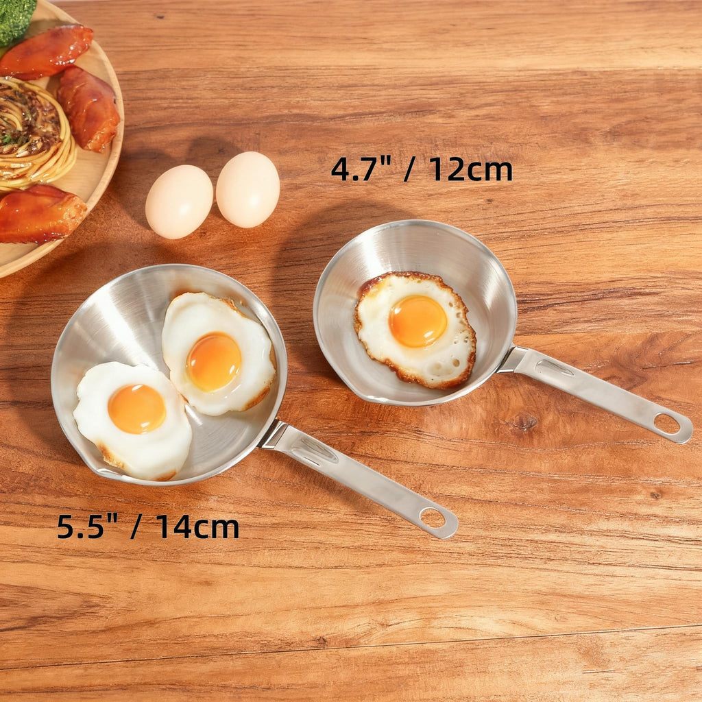 IMEEA 4.7-Inch Mini Egg Pan Omelet Pan SUS304 Stainless Steel Mini Sauce Pan Frying Pan with Spout