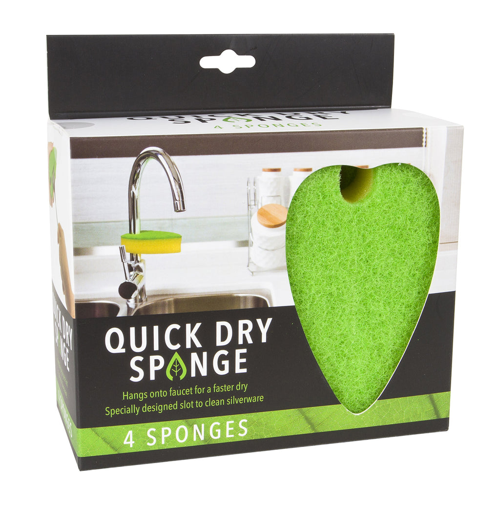 Evriholder Quick-Dry Sponge, Odor Resistant, Hangs from Faucet, Special Leaf Design, Silverware Cleaning Slot, 8 Pack