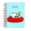 Graphique Vegan Leather Spiral Journal, Peanuts Focus, "Focus On The Good" Quote on The Cover – Perfect for Taking Notes, Lists and More