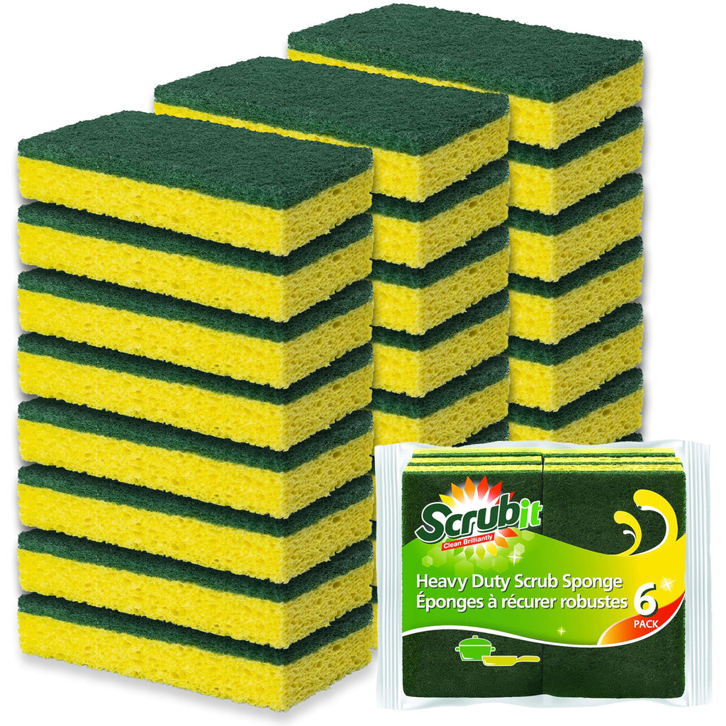 Cleaning Heavy Duty Scrub sponge by Scrub-it - Non-Scratch - Scrubbing Sponges Use for Kitchen, Bathroom & More - Yellow -24 Pack-