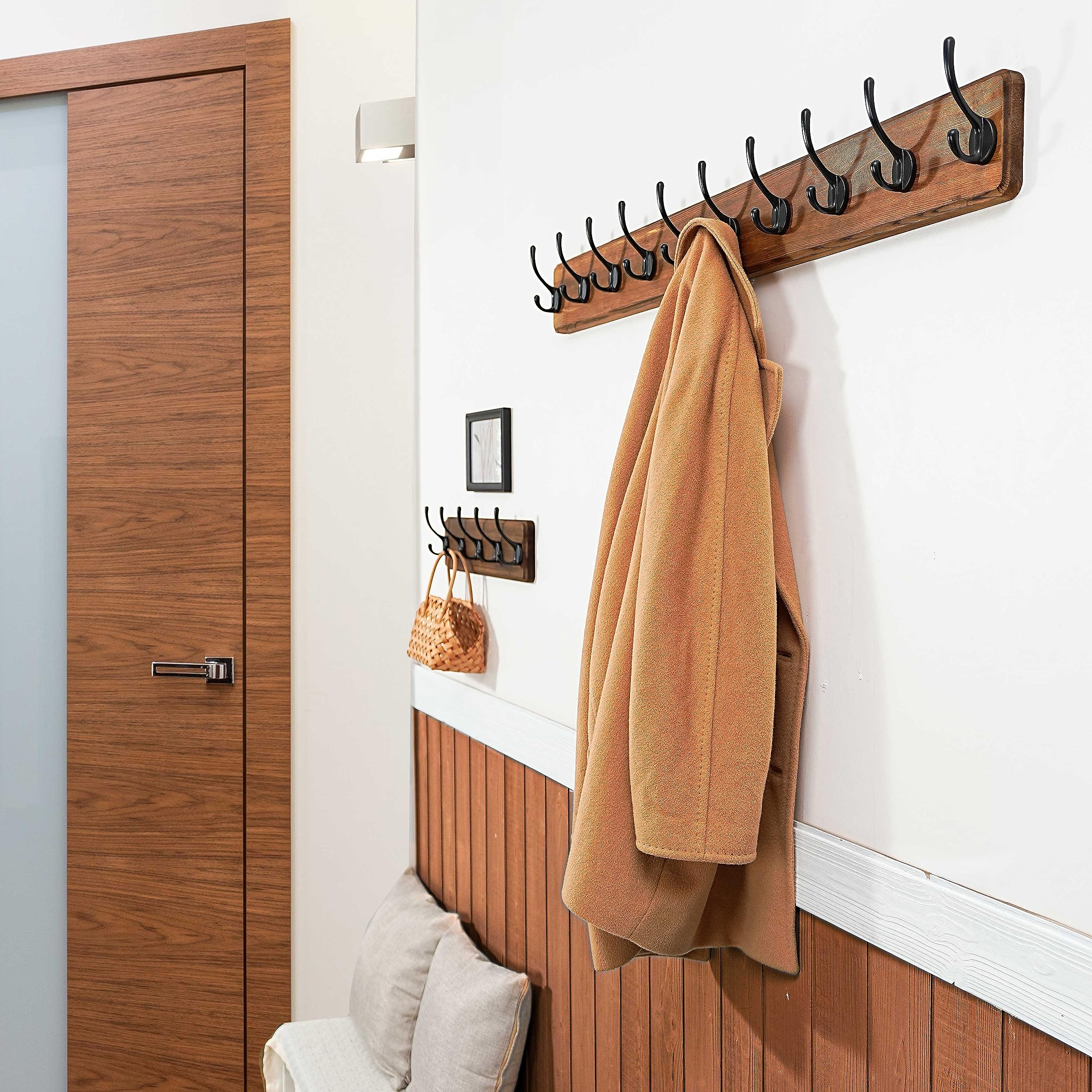 WEBI Coat Rack Wall Mount,Coat Hooks Wall Mounted,16’’ Hole to Hole,Coat Hanger Wall,Hook Rack Rail,5 Hooks for Hanging Coats,Hats,Jacket,Clothes