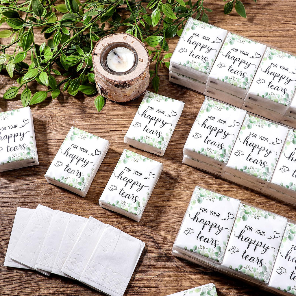 Haiabei 50-Pack Wedding Facial Tissues Items for Welcome Bags for Your Happy Tears Flower Pocket Mini Tissues 4 Ply Travel Size Bulk Individual Tissue Packs Stuffers Gift Bride Groom Mother Guests