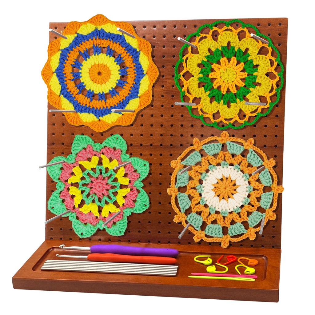 Crochet Blocking Board with 16 Pegs, 11x11 Inch: Granny Square Blocking Board - Gifts for Women, Mom, and Mother, Blocking Boards for Crochet Projects