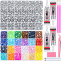 40000Pcs Resin Rhinestones with B7000 Jewelry Glue for Crafting, Rainbow Bedazzling Crystals Flat Back Gems with Craft Adhesive for DIY Graduation Cap Clothes Tumblers Shoes Nails and Face